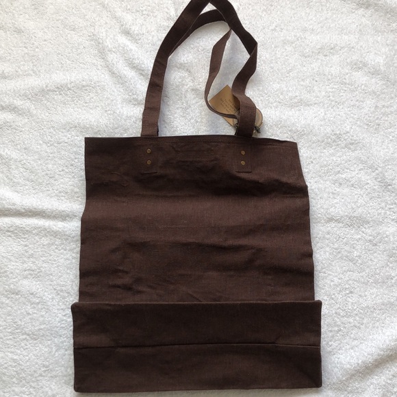 NWT Made in Bangladesh 1971 Small Brown Waxed Cotton Lined Tote - Picture 3 of 10